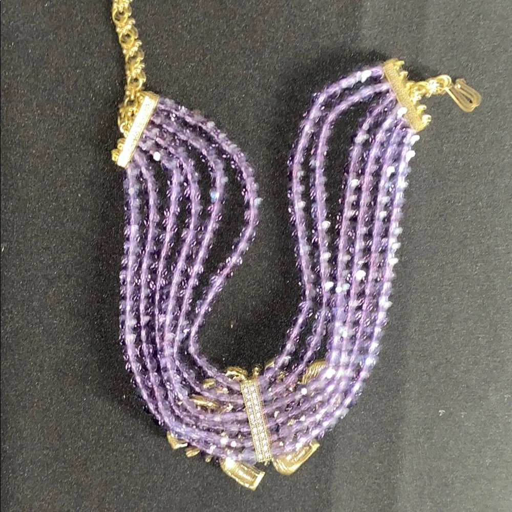 Heidi Daus Purple and Gold Necklace with Ornate Centerpiece - Picture 4 of 5